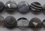 CAG3960 15.5 inches 10mm faceted coin grey botswana agate beads