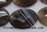 CAG3976 15.5 inches 22*30mm faceted oval grey botswana agate beads