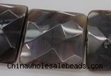 CAG3985 15.5 inches 30*30mm faceted square grey botswana agate beads