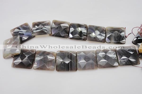 CAG3985 15.5 inches 30*30mm faceted square grey botswana agate beads