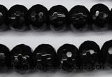 CAG3996 15.5 inches 10*14mm faceted rondelle black agate beads