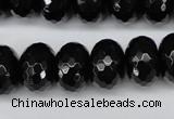 CAG3997 15.5 inches 12*16mm faceted rondelle black agate beads
