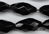 CAG4005 15.5 inches 15*30mm faceted rice black agate beads