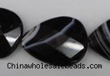 CAG4030 15.5 inches 15*20mm faceted flat teardrop black agate beads