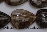 CAG4084 15.5 inches 22*30mm flat teardrop dragon veins agate beads