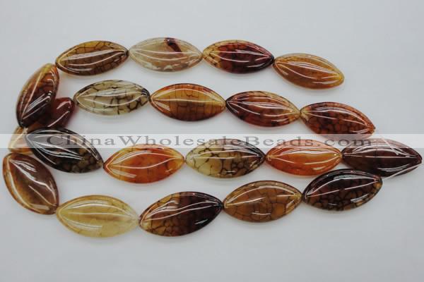 CAG4090 15.5 inches 20*40mm marquise dragon veins agate beads