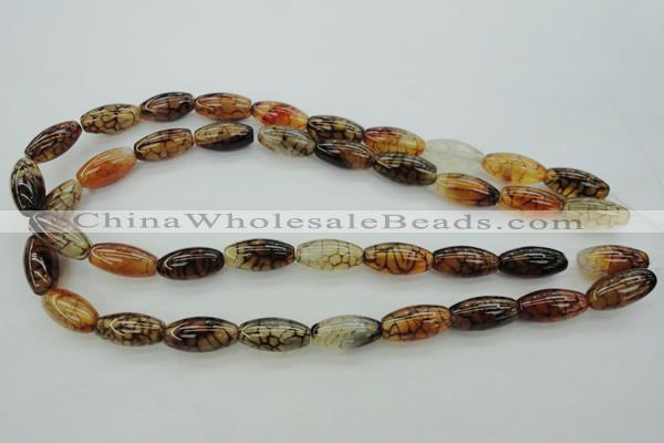 CAG4127 15.5 inches 10*20mm rice dragon veins agate beads