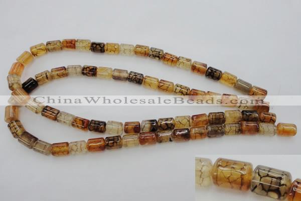 CAG4132 15.5 inches 8*11mm tube dragon veins agate beads