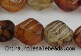 CAG4151 15.5 inches 10*14mm twisted rice dragon veins agate beads