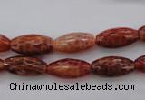 CAG4195 15.5 inches 8*16mm faceted rice natural fire agate beads