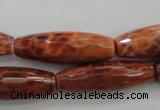 CAG4197 15.5 inches 10*30mm faceted rice natural fire agate beads