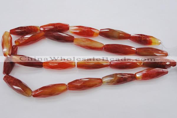 CAG4198 15.5 inches 12*35mm faceted rice natural fire agate beads