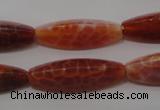 CAG4206 15.5 inches 10*30mm trihedron natural fire agate beads