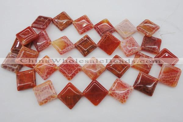 CAG4235 15.5 inches 20*20mm diamond natural fire agate beads
