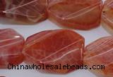 CAG4242 22*30mm faceted & twisted octagonal natural fire agate beads