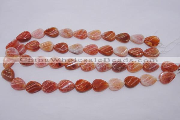 CAG4245 15.5 inches 13*18mm twisted flat teardrop natural fire agate beads