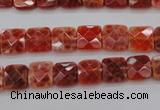 CAG4250 15.5 inches 8*8mm faceted square natural fire agate beads