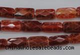 CAG4255 15.5 inches 7*14mm faceted square natural fire agate beads