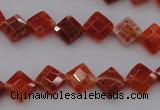 CAG4261 15.5 inches 8*8mm faceted diamond natural fire agate beads