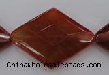 CAG4279 15.5 inches 28*40mm faceted diamond natural fire agate beads