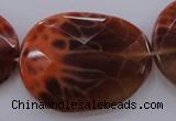 CAG4280 15.5 inches 28*39mm faceted freeform natural fire agate beads