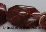 CAG4288 30*40mm faceted & twisted octagonal natural fire agate beads