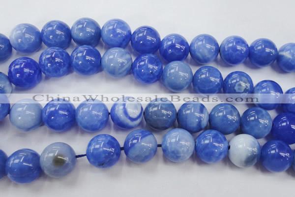 CAG4305 15.5 inches 14mm round dyed blue fire agate beads