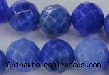 CAG4314 15.5 inches 12mm faceted round dyed blue fire agate beads