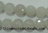 CAG4351 15.5 inches 10mm faceted round white agate beads wholesale