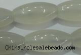 CAG4355 15.5 inches 15*30mm rice white agate beads wholesale