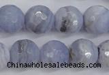 CAG4364 15.5 inches 12mm faceted round blue lace agate beads