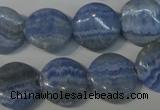 CAG4380 15.5 inches 16mm flat round dyed blue lace agate beads