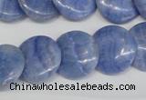 CAG4393 15.5 inches 18mm flat round dyed blue lace agate beads