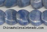 CAG4394 15.5 inches 20mm flat round dyed blue lace agate beads
