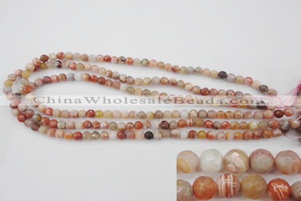 CAG4471 15.5 inches 6mm faceted round pink botswana agate beads