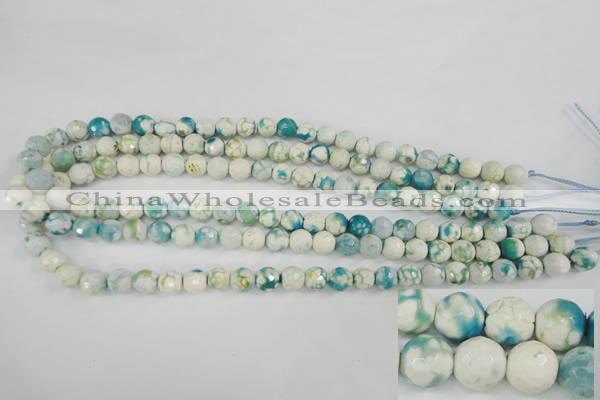 CAG4492 15.5 inches 8mm faceted round fire crackle agate beads