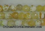 CAG4502 15.5 inches 8mm faceted round fire crackle agate beads