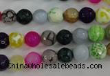 CAG4504 15.5 inches 8mm faceted round fire crackle agate beads