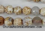 CAG4521 15.5 inches 10mm faceted round fire crackle agate beads