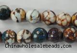 CAG4524 15.5 inches 10mm faceted round fire crackle agate beads