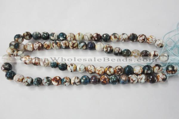 CAG4524 15.5 inches 10mm faceted round fire crackle agate beads