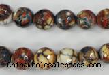 CAG4525 15.5 inches 10mm faceted round fire crackle agate beads