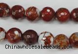 CAG4528 15.5 inches 10mm faceted round fire crackle agate beads