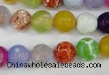 CAG4530 15.5 inches 10mm faceted round fire crackle agate beads