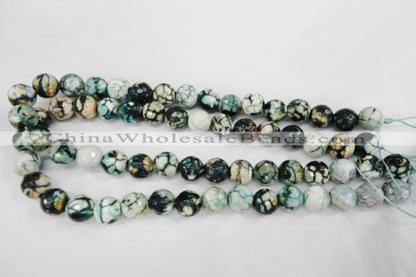 CAG4545 15.5 inches 12mm faceted round fire crackle agate beads