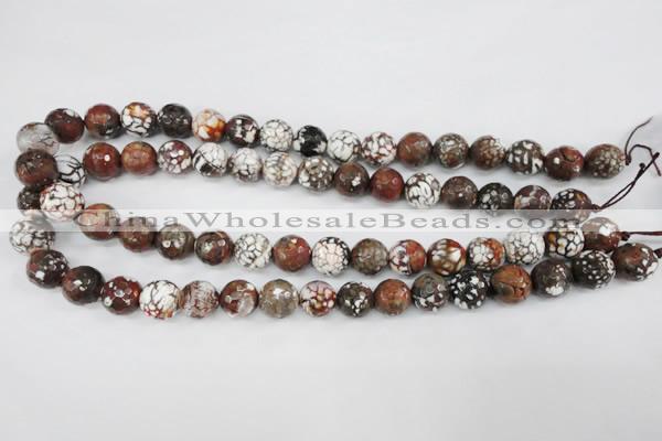 CAG4547 15.5 inches 12mm faceted round fire crackle agate beads