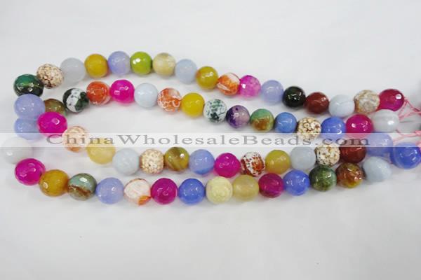 CAG4549 15.5 inches 12mm faceted round fire crackle agate beads