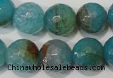 CAG4571 15.5 inches 16mm faceted round fire crackle agate beads