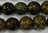 CAG4572 15.5 inches 16mm faceted round fire crackle agate beads