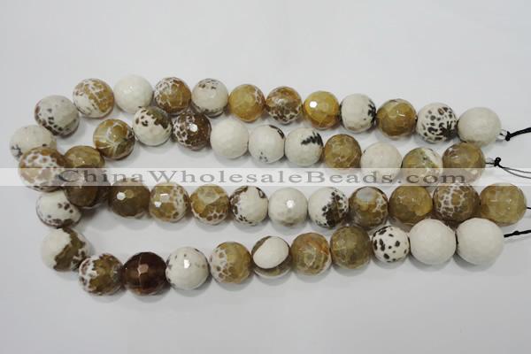CAG4574 15.5 inches 16mm faceted round fire crackle agate beads